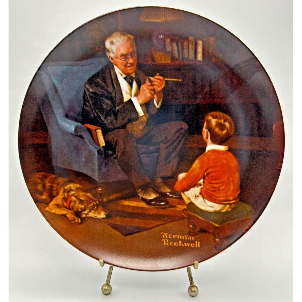 EDWIN KNOWLES Norman Rockwell 1982 "The Tycoon" 8" Collector Plate w/ Box & COA